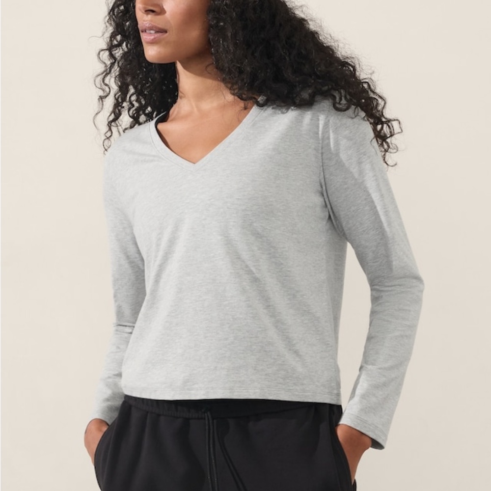 Athleta BLACK Long Sleeve V-Neck Tee